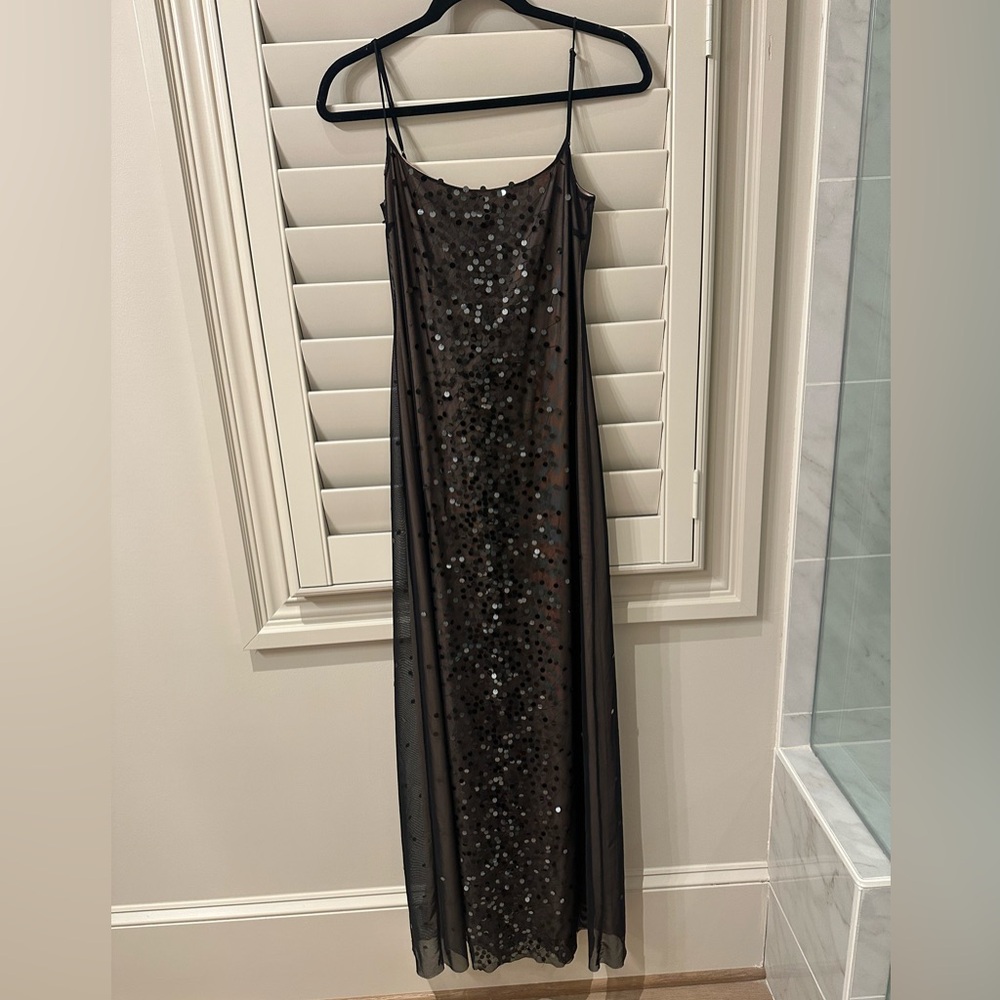 BCBG Black Sequin Evening Dress